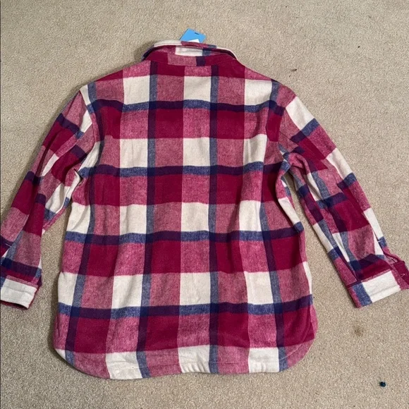 Pink and Blue Plaid Button-Up Shacket - Picture 3 of 3